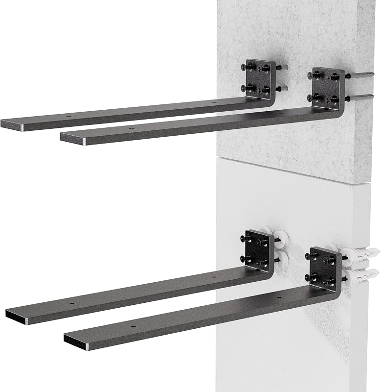 Soportes estante acero 12pulg comp 4 negro mate servicio pesado