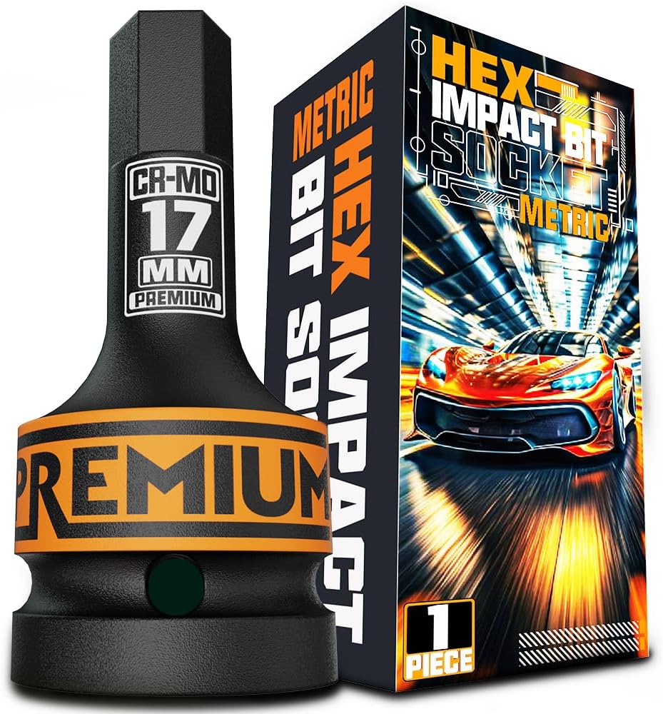 Enchufe hexagonal H17 17mm acero Cr-Mo uso mecánico