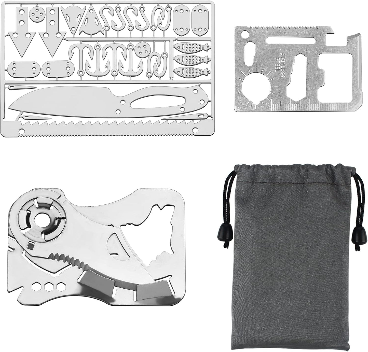 Multiherramienta EDC con cuchillo, cartera y kit de supervivencia