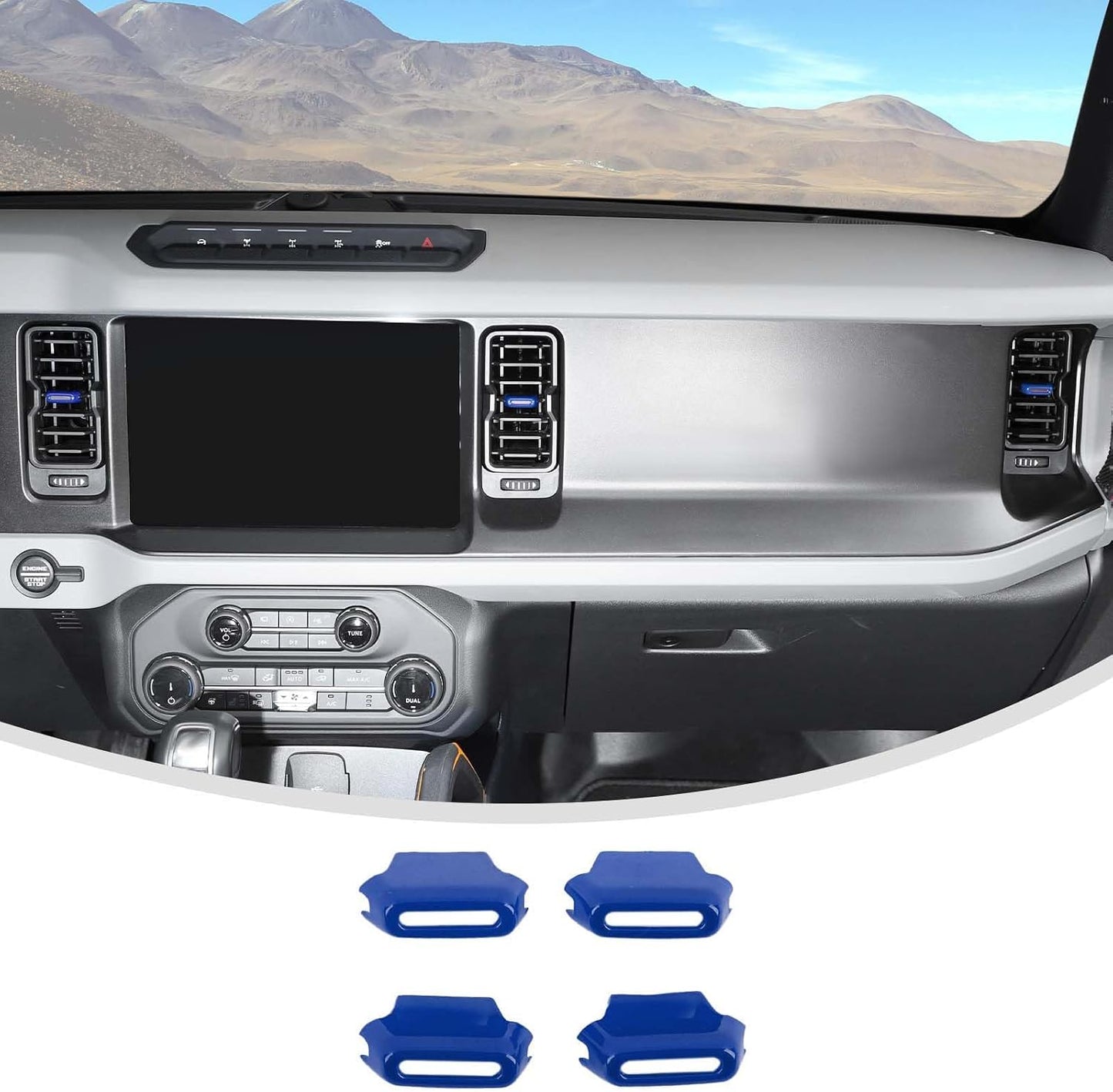 Cubiertas ventilación tablero comp Ford Bronco 2021-25 azul
