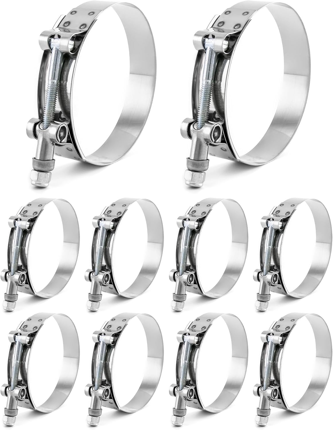 Abrazadera manguera acero inox perno T 3" set 10