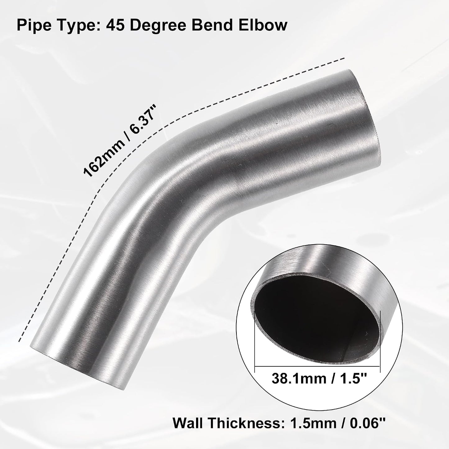 Codo curvado acero inox 1.5pulg para escape coche