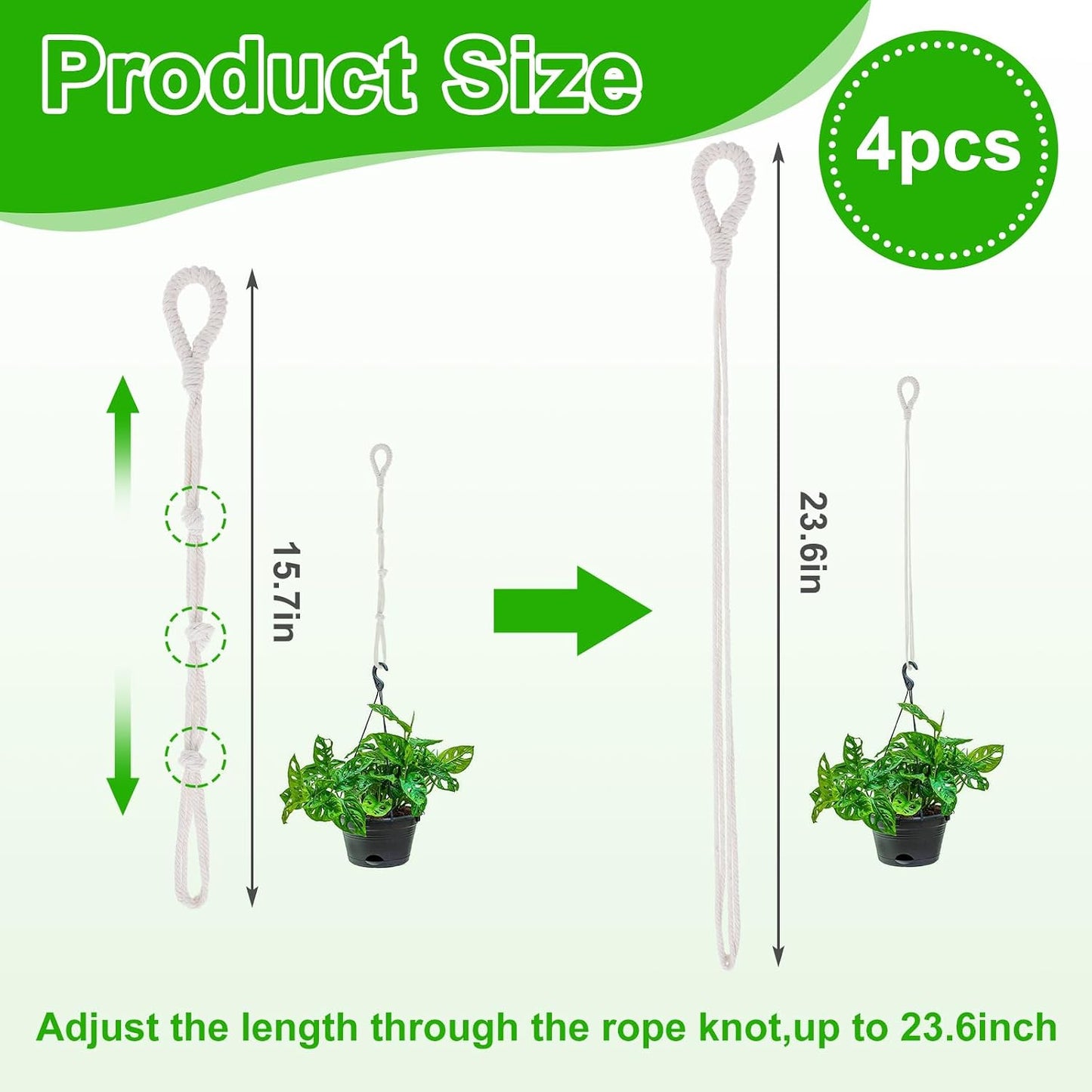 4 Cadenas Colgantes para Plantas Interiores y Cestas