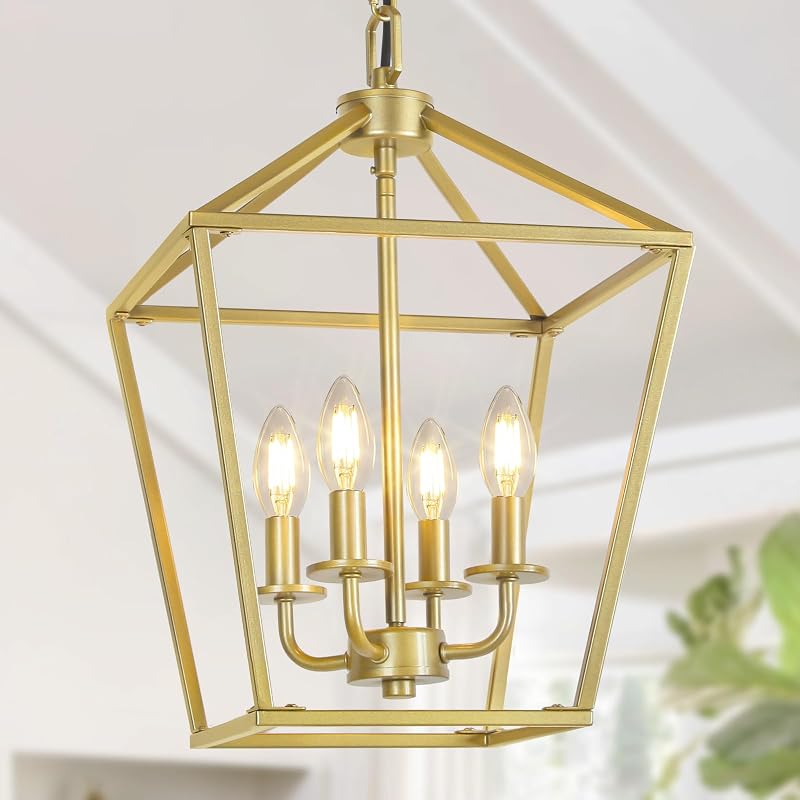 Candelabro dorado 4 luces estilo granja base E12