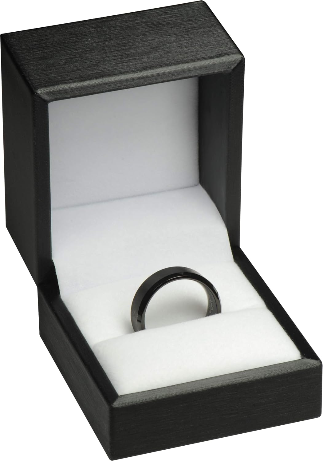 Caja anillo propuesta boda lujo piel sintética negro