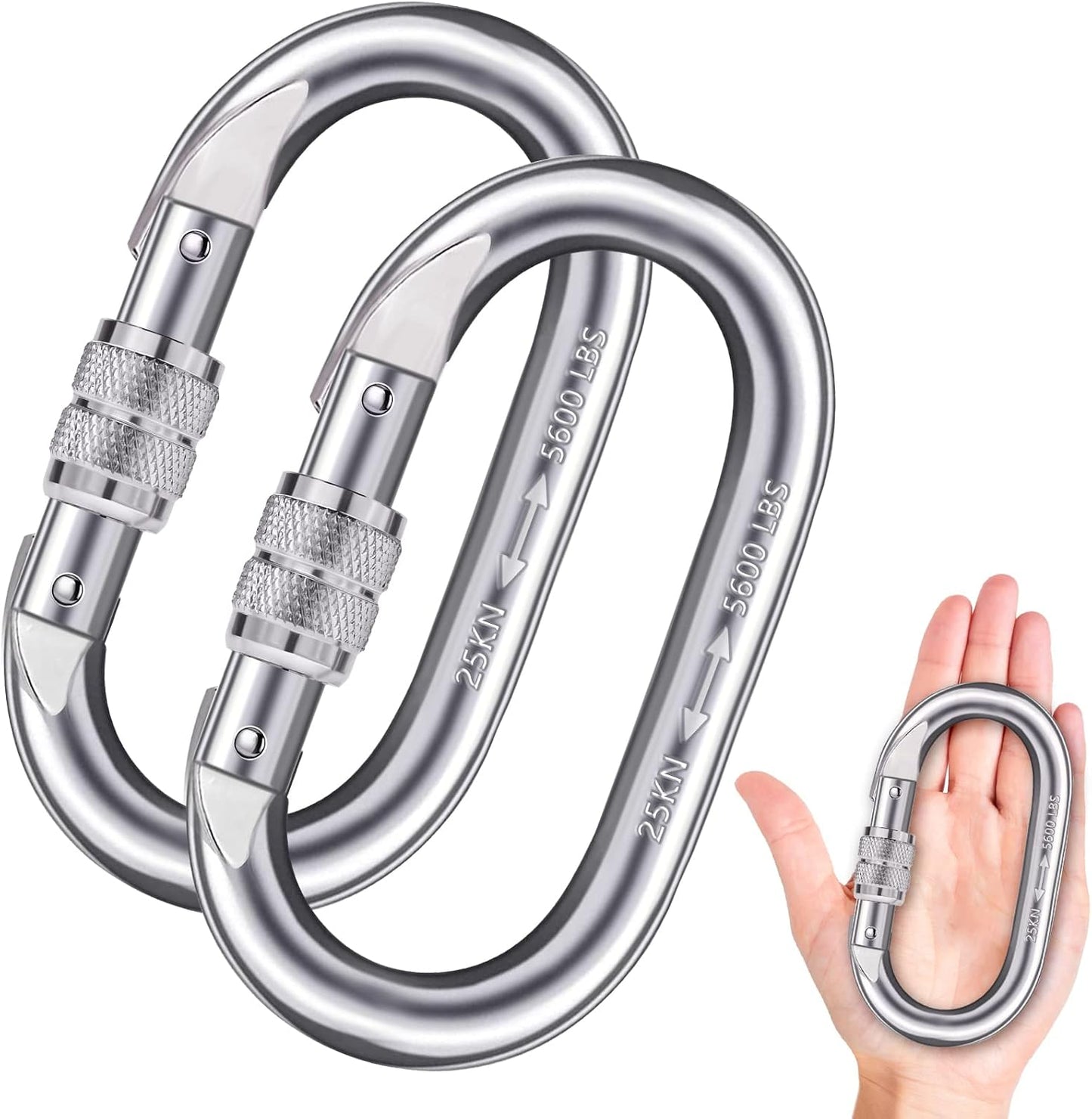 Mosquetón escalada 25kn con clip puerta forma O pack 2