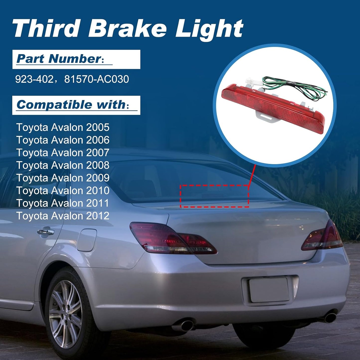 Centro montaje tercera luz freno comp Toyota Avalon 05-12