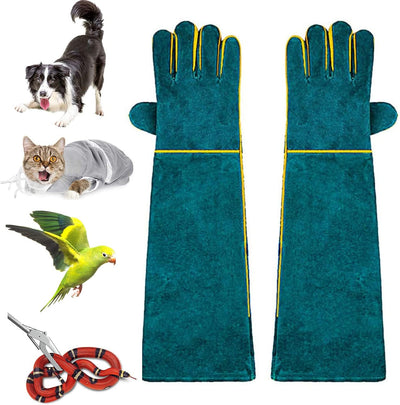 Guantes cuero reforzado antimordeduras perros gatos jardinería