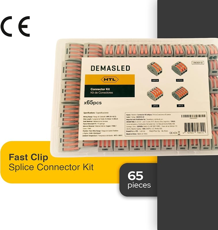 Set 65 Pzas Conectores Palanca 2-5 Terminales Cables Sólidos