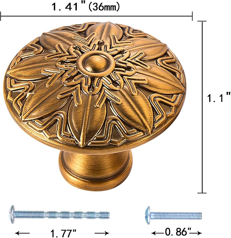 20 Perillas latón vintage 1.4" para armarios cocina y baño