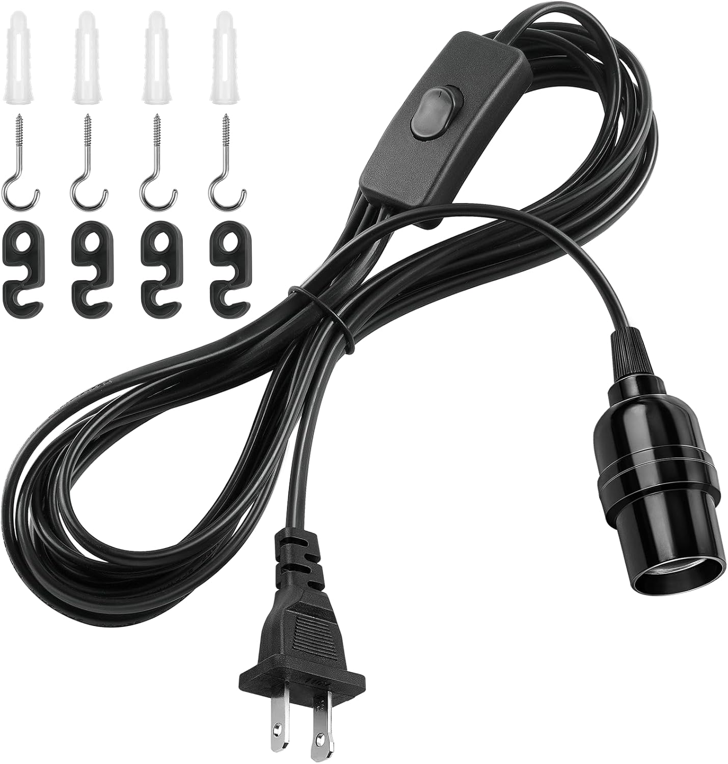 Cable extensión farol enchufe E26 interruptor 13ft base mediana