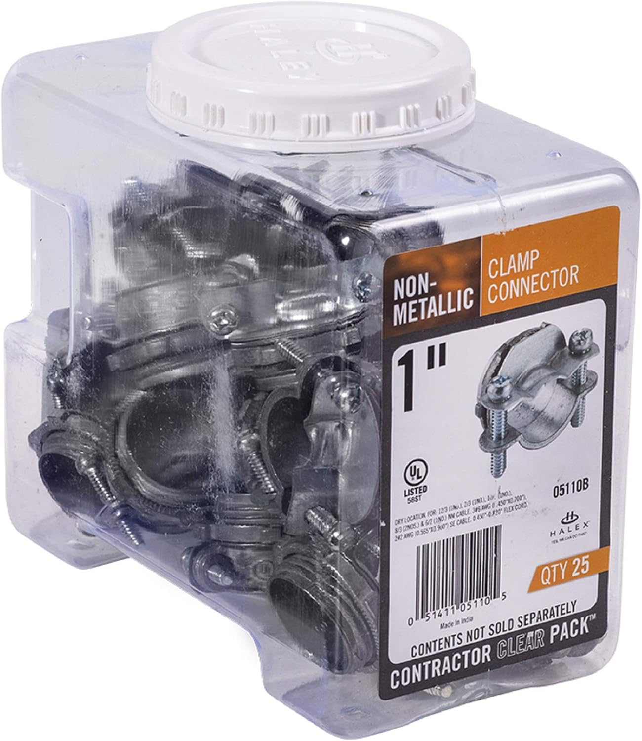 Conector abrazadera no metálico 1pulg 25 pzas color plata