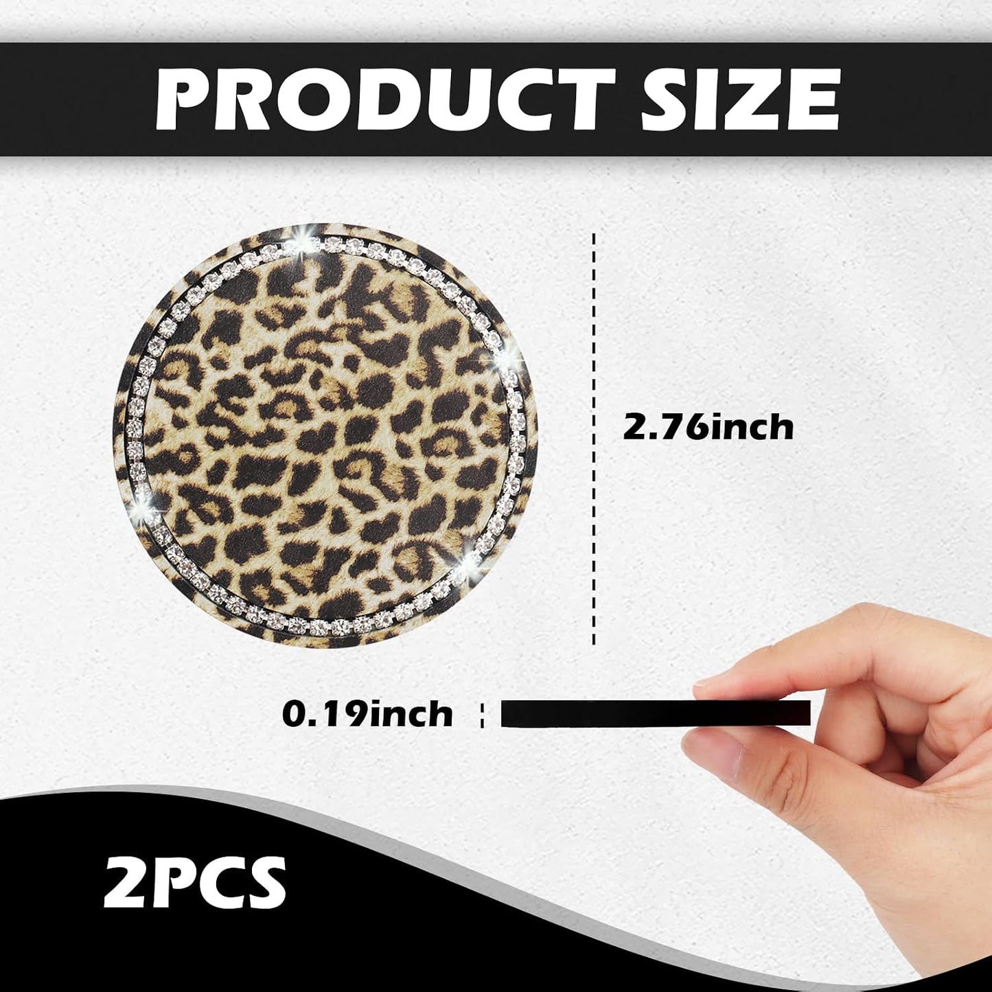 2 Pzas posavasos coche estampado leopardo con strass