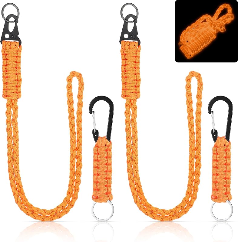 Set 2 llaveros cuerda paracaídas naranja correa trenzada