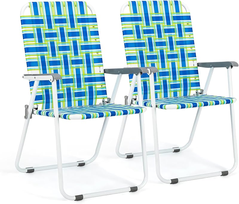 2 Sillas plegables malla para patio playa camping azul