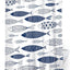 Cortinas ducha poliéster estampado peces 72x72pulg azul