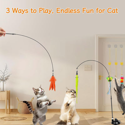 Juguetes varita plumas para gatos reutilizables interactivos