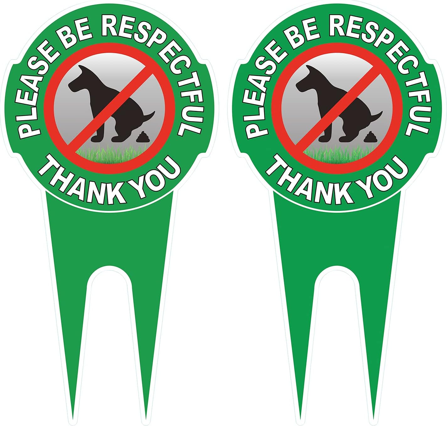 2 Letreros Perro 12x6" Texto Ingles Respeto