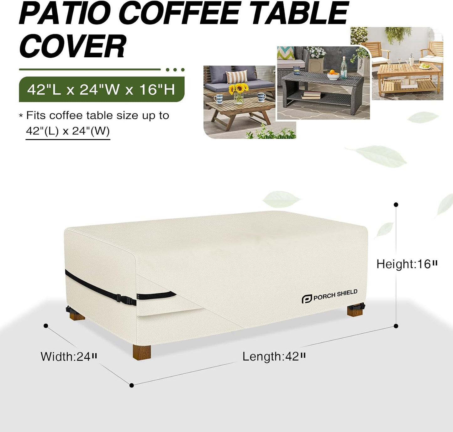 Funda mesa café patio impermeable 42x24pulg beige