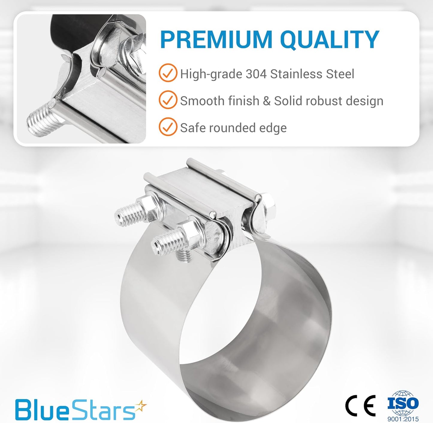 Abrazaderas escape 4" acero inox 304 set 2