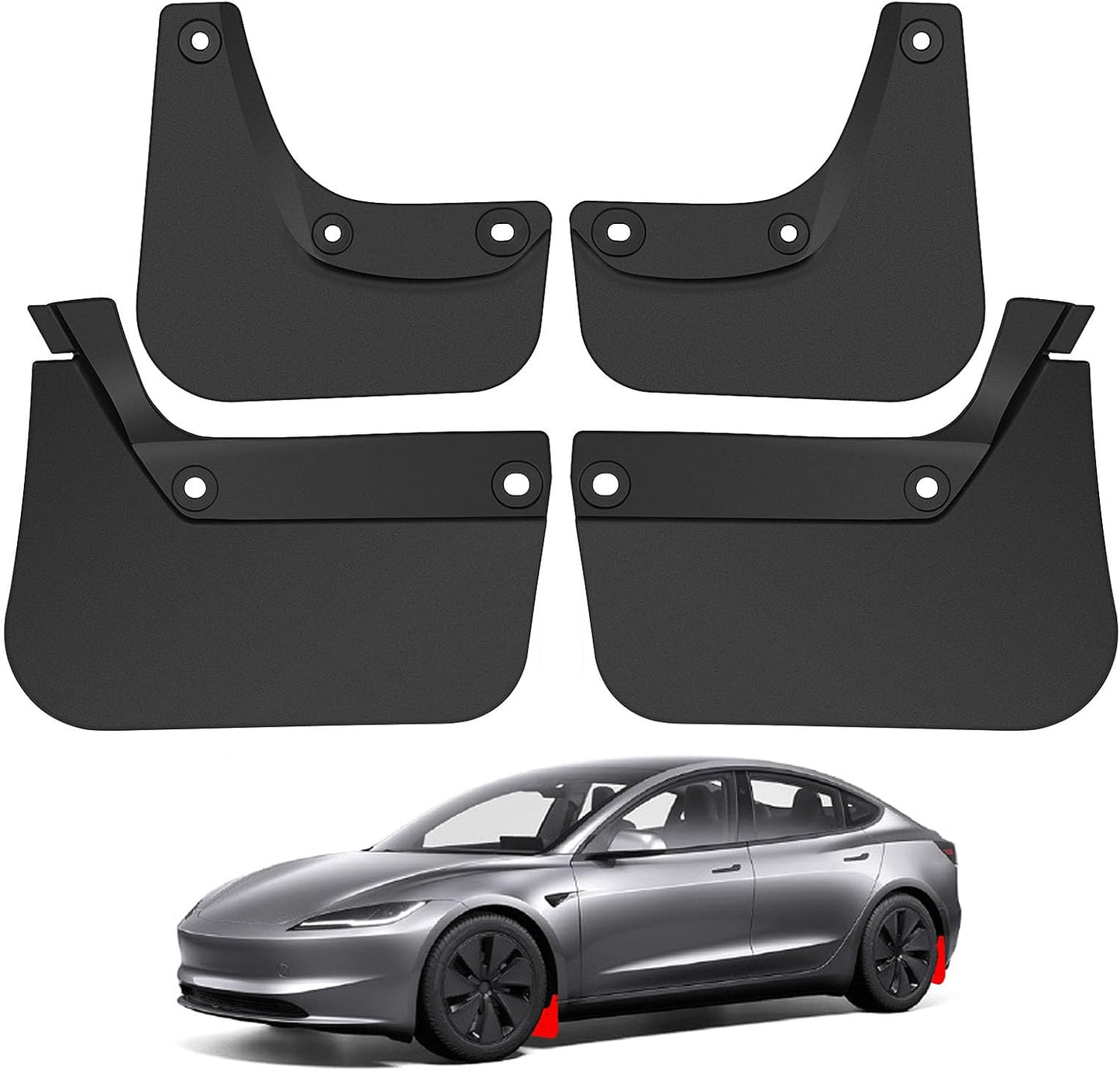 Solapas barro Tesla Model 3 2024 flexibles 4 pzas negro