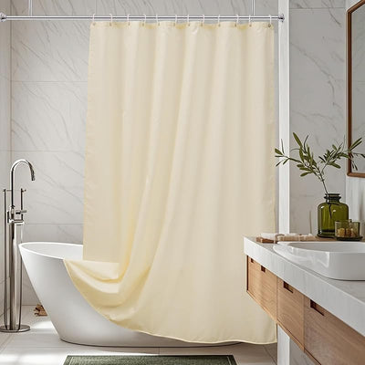 Cortina ducha tela baño con ganchos 72x75pulg beige