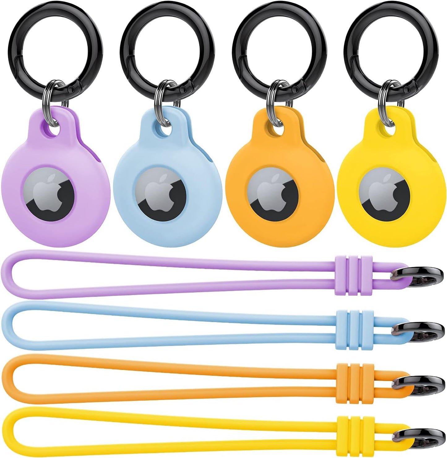 4 Fundas Silicona AirTag 2/1 con Mosquetón Morado Azul