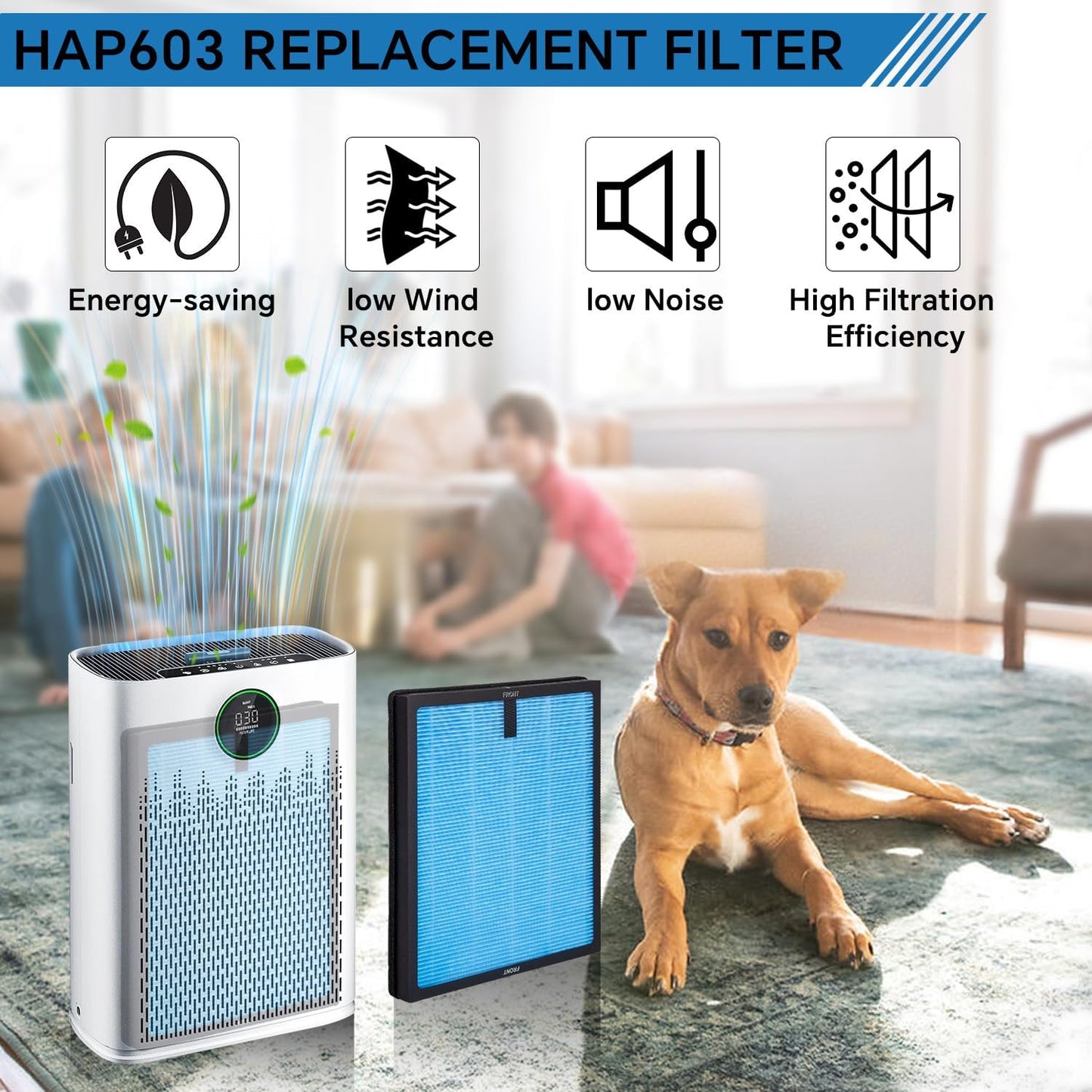 Filtro aire HEPA H13 con carbón 4 pzas comp ECOSELF HAP603