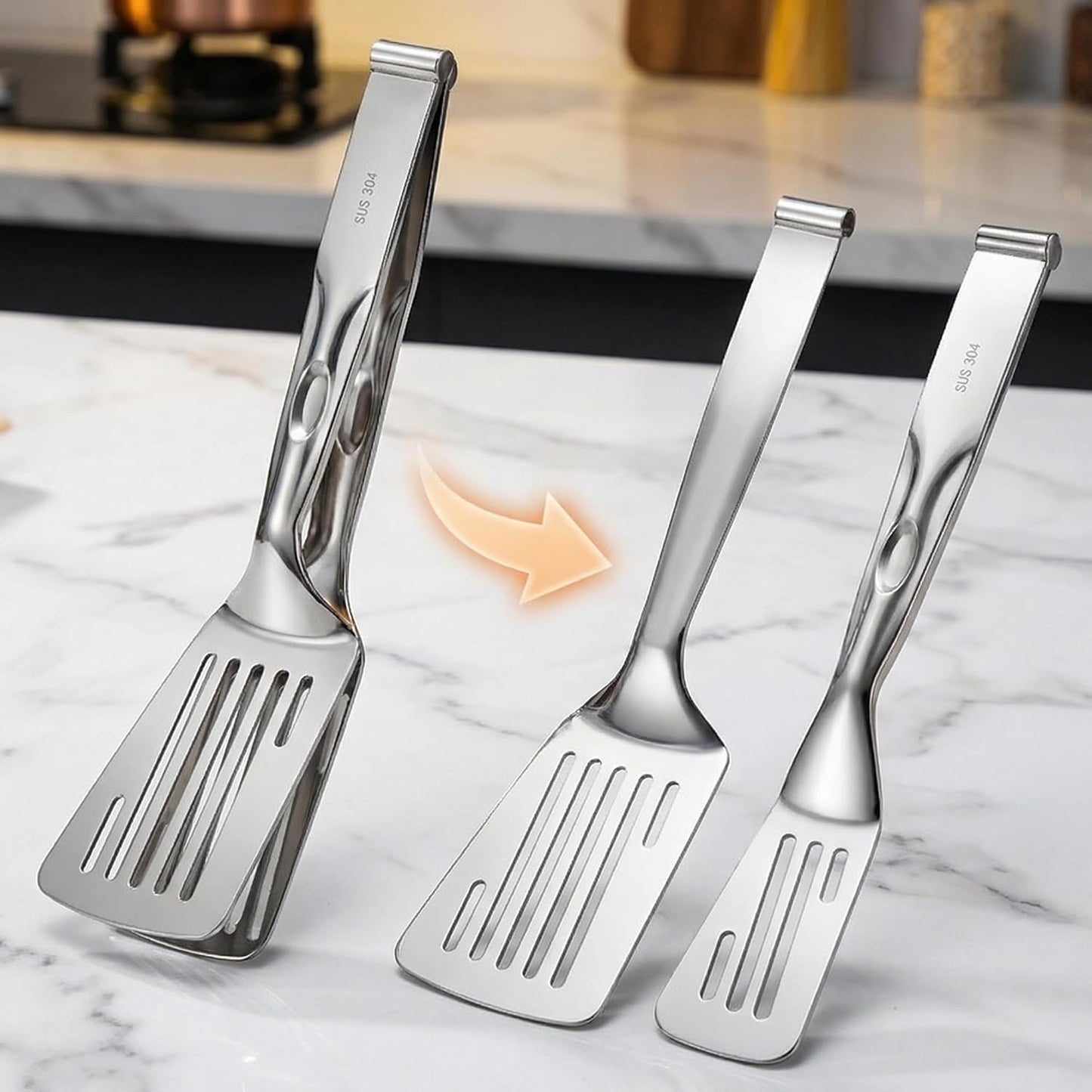 Pinzas espátula 2en1 acero inox 304 para cocina