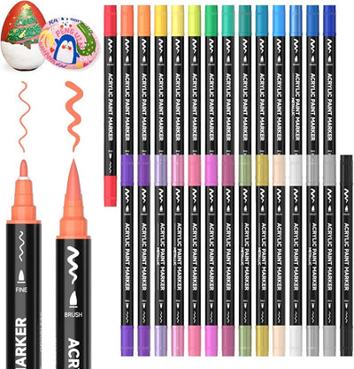Marcadores acrílicos doble punta 28 colores