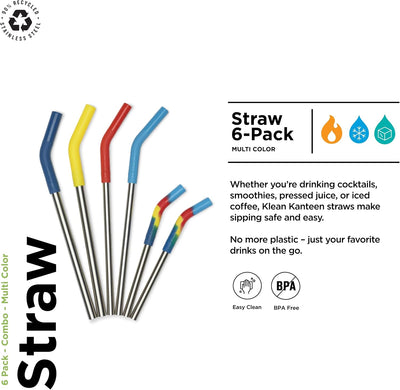 Set 6 Pajas Acero Inox Reciclado Silicona Alimenticio Cepillo