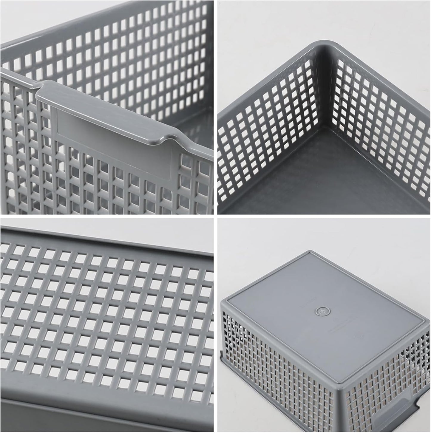 3 Pzas Cestas Plástico Gris para Organizar