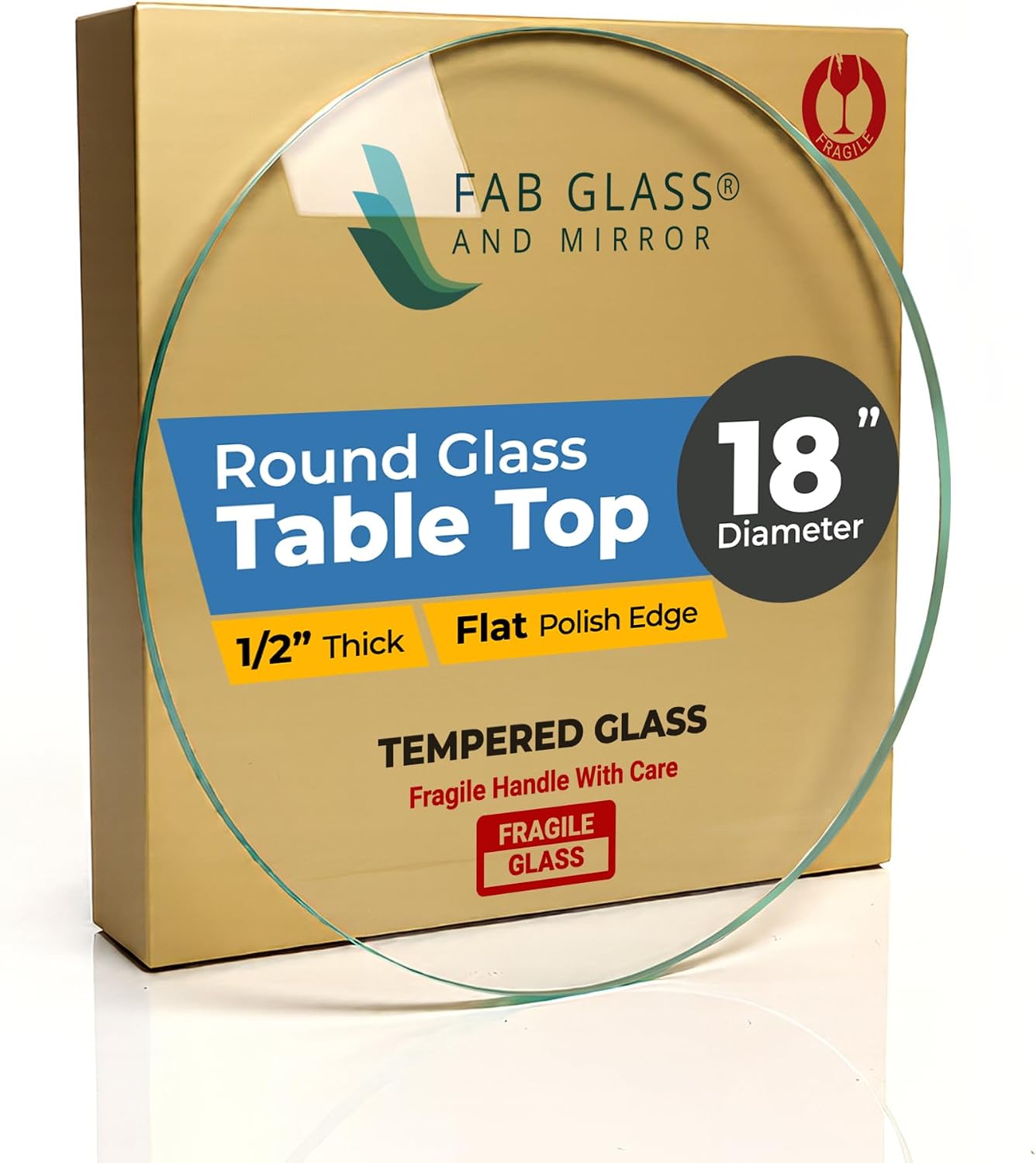 Mesa redonda vidrio templado 18" 1/2" grosor