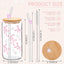 2 Set Vasos Vidrio Lazo Rosa con Tapas y Pajitas para Café Té Boba