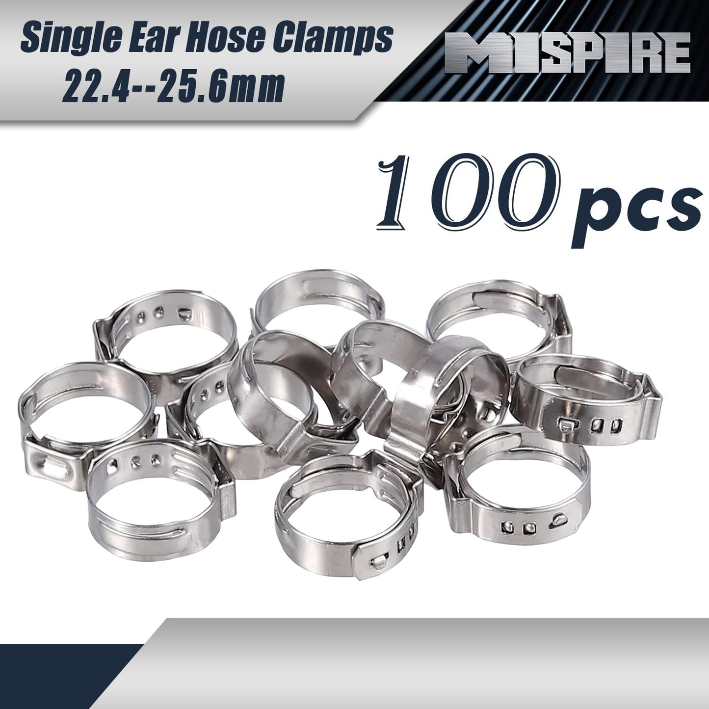 Abrazaderas manguera acero inox 304 22.4-25.6mm 100uds