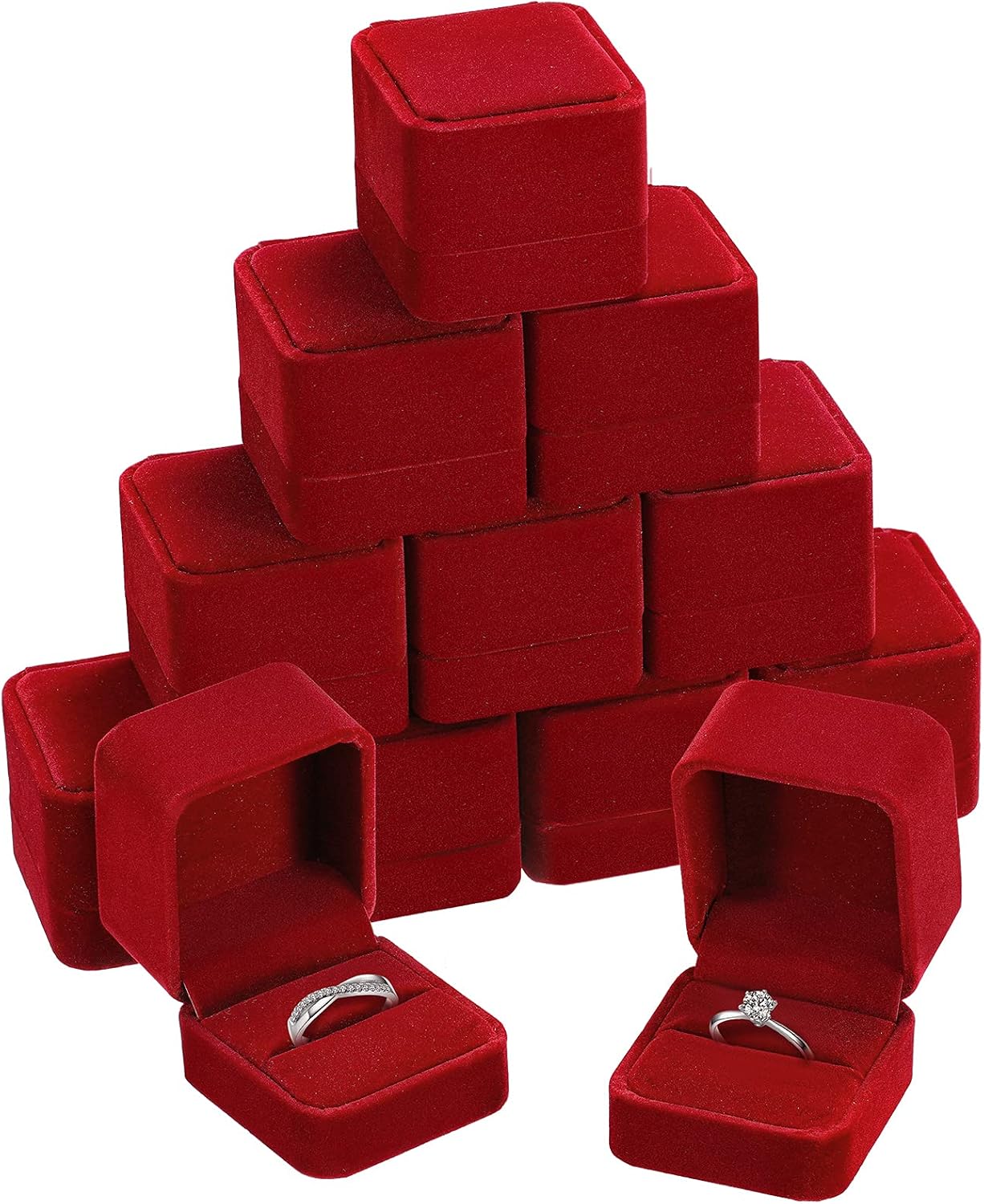 12 Cajas Terripleto para Anillos Joyas Regalo Mujer Rojo