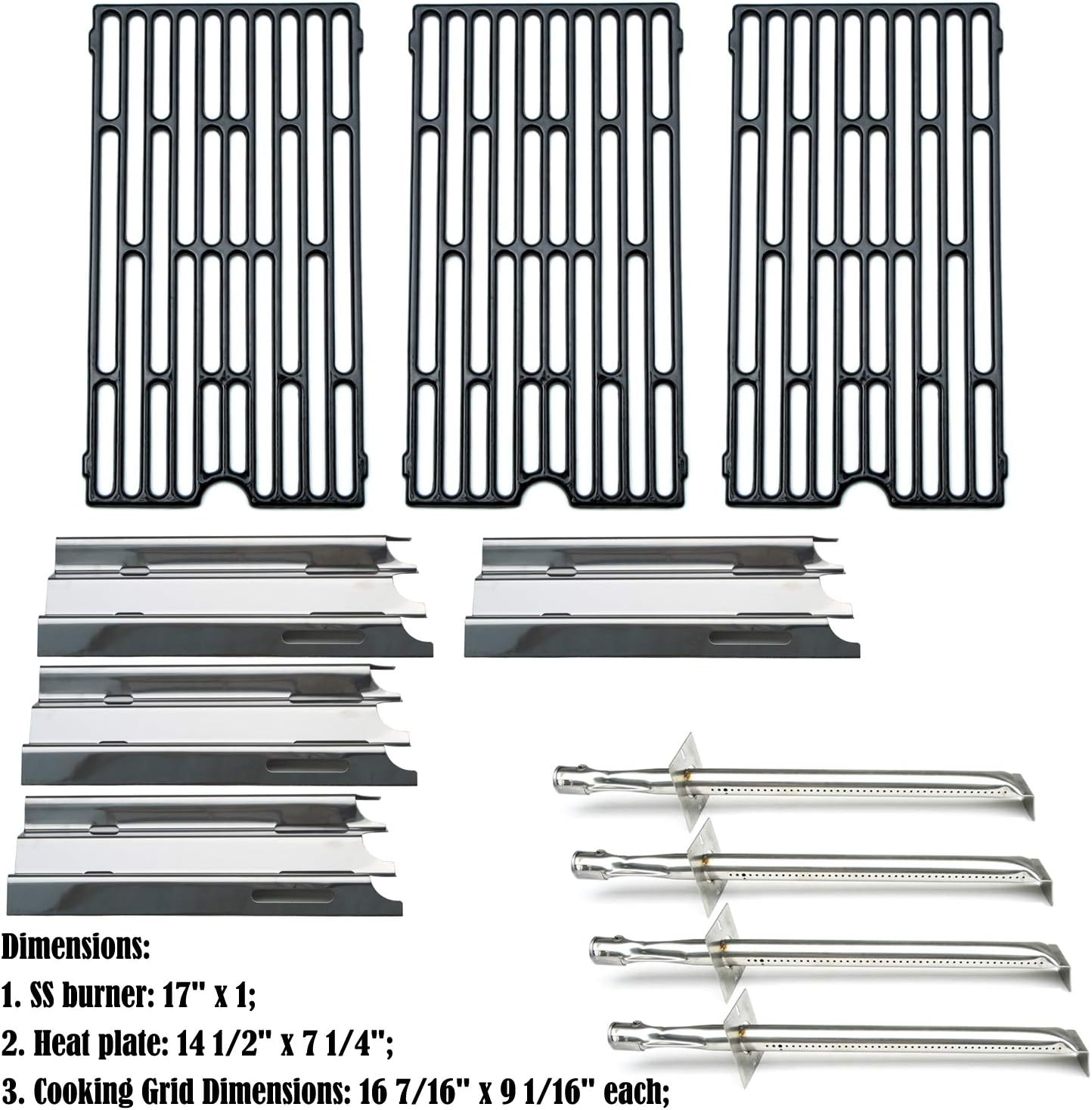 Kit DG207 Reemplazo parrillas fundición 4 quemadores 17pulg