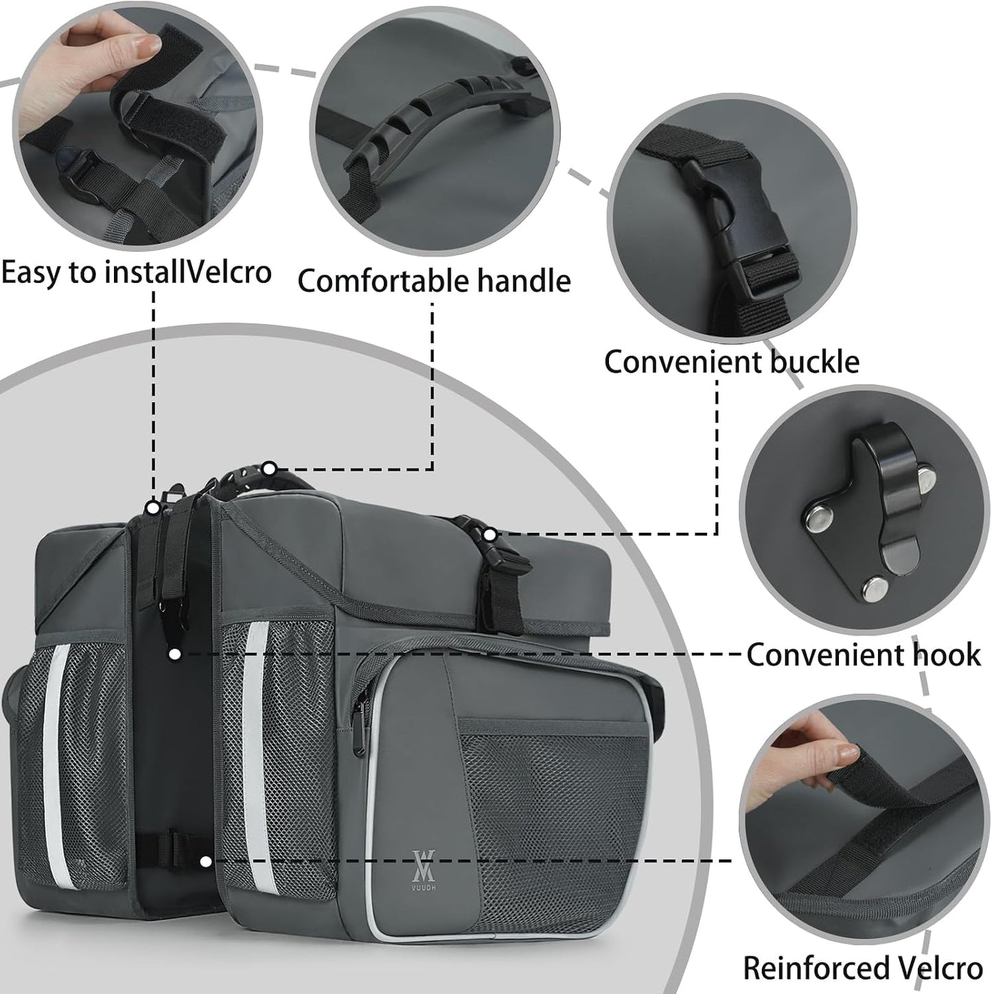 Bolsa sillín bicicleta 36L impermeable con reflectantes