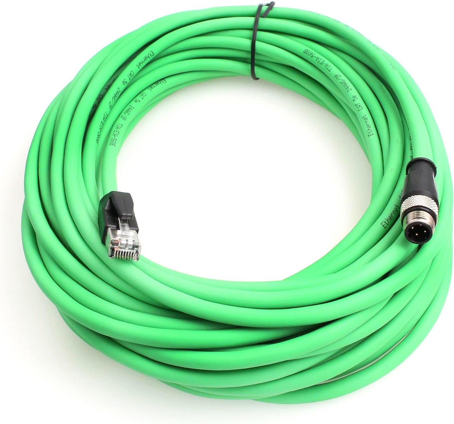 Cable Ethernet Cat5e M12 a RJ45 25m Verde