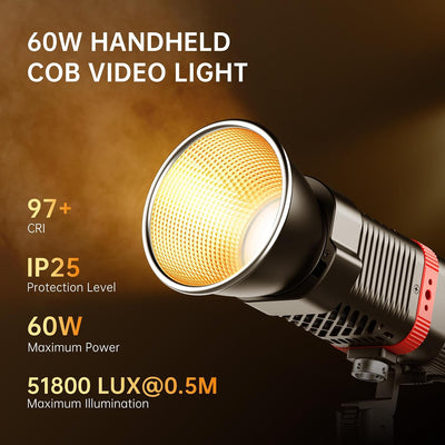 Luz video COB 60W portátil 2700-6800K con baterías