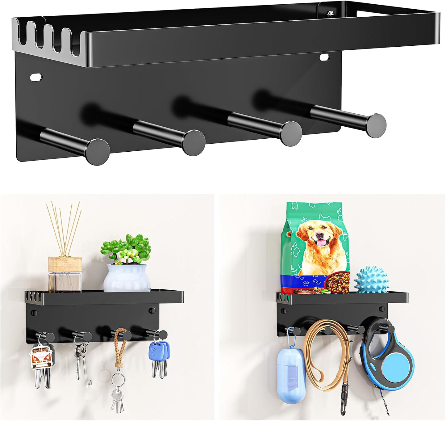 Soporte correa perro pared ganchos metal