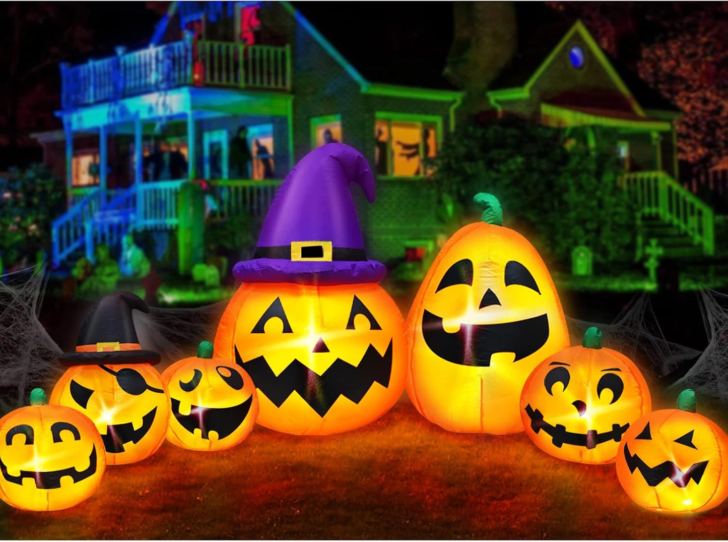 7 Calabazas inflables Halloween 12ft con luces LED
