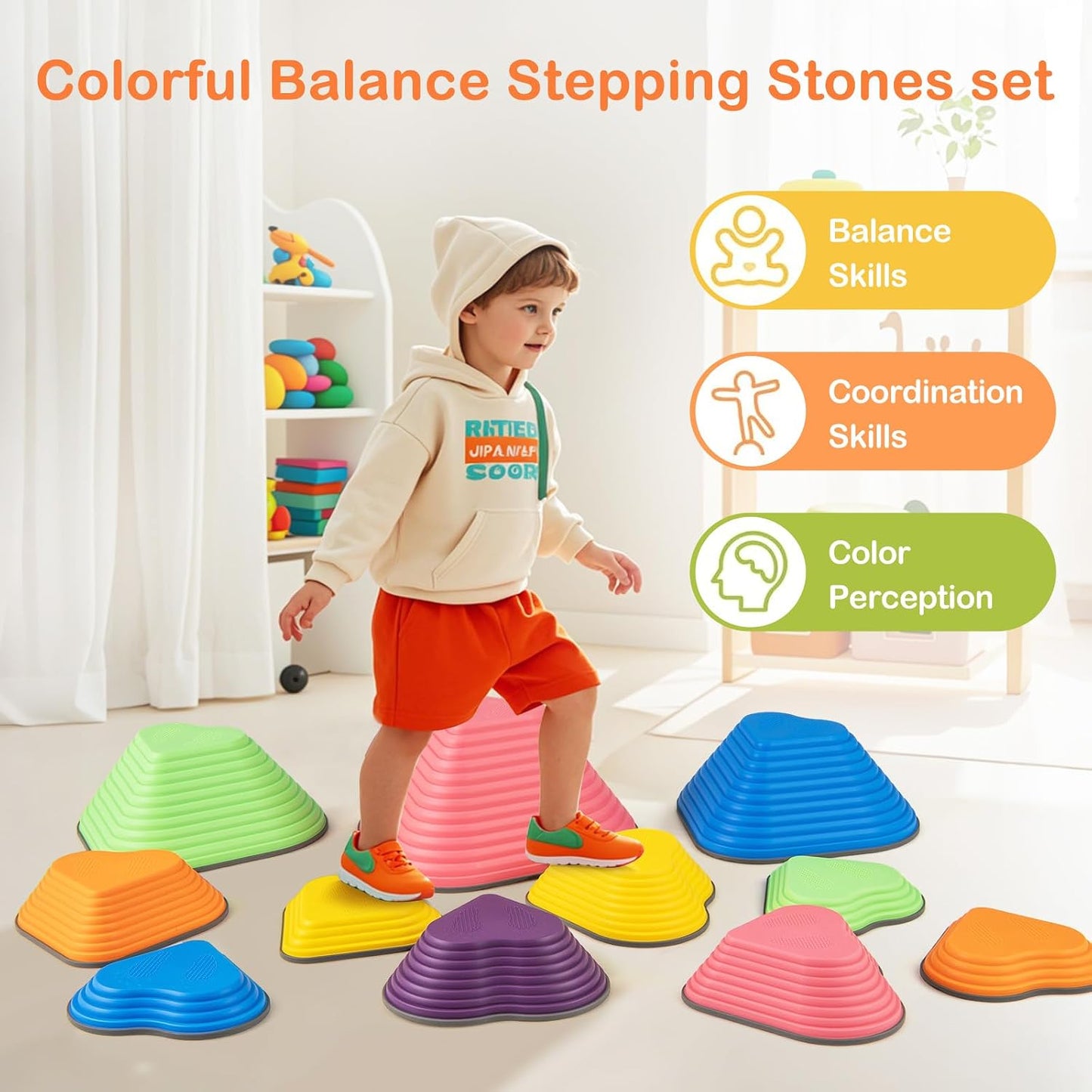 6 Pzas piedras equilibrio antiderrap para niños 3-8 años