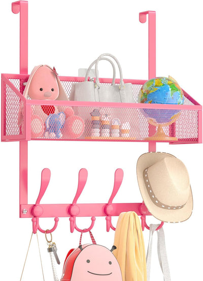 Organiz. ganchos para puerta toallero 2 niveles rosa
