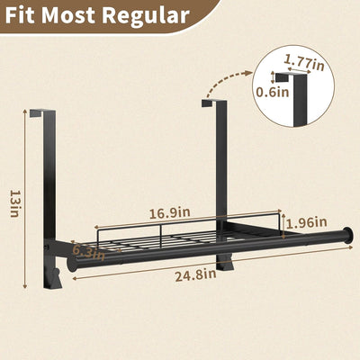 Percha puerta con estante 2 ganchos colgador metal para ropa