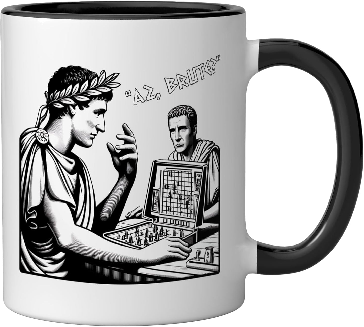 Taza Cerámica Juego Julius Caesar y Brutus Negro/Blanco