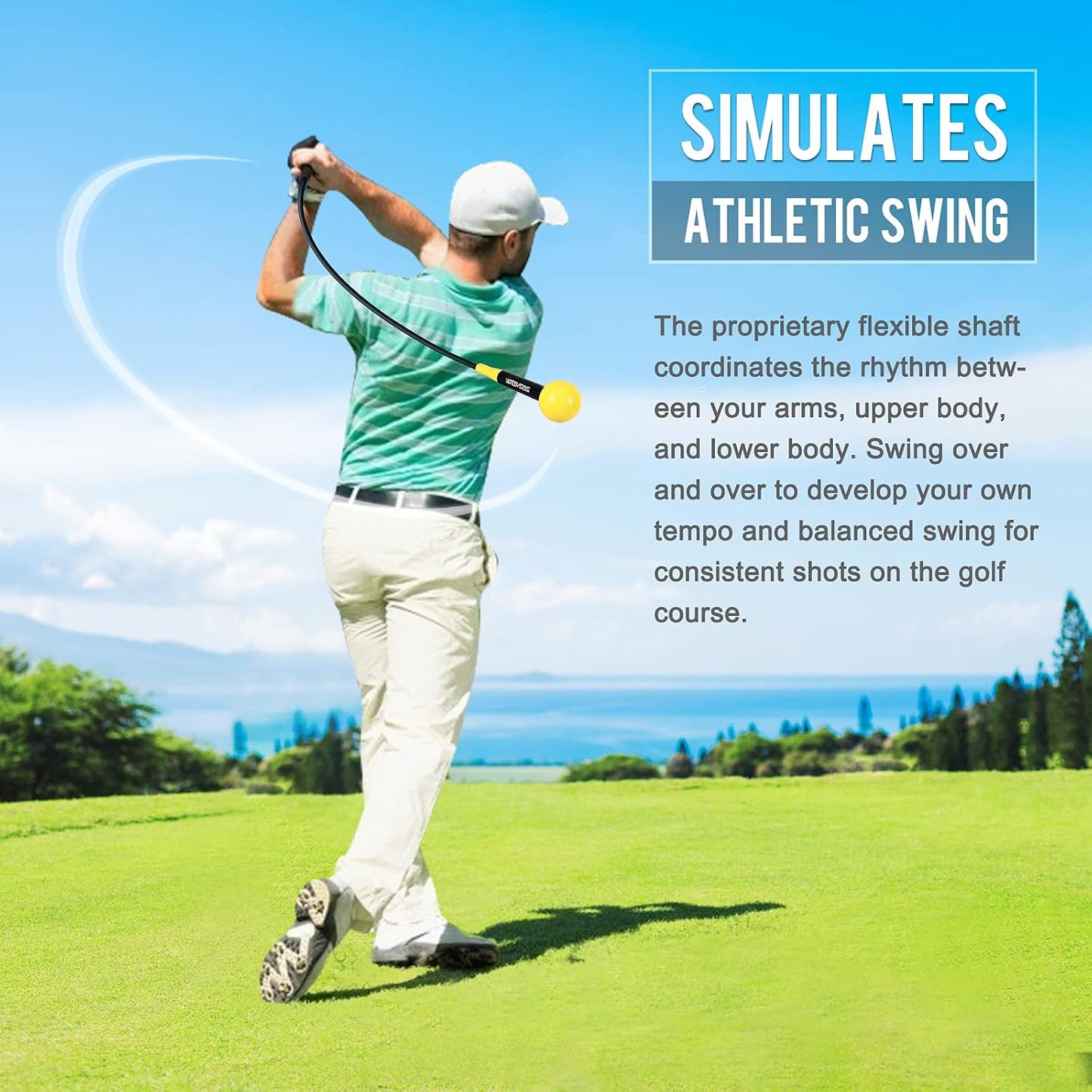 Entrenador swing golf 48pulg practica fuerza ritmo