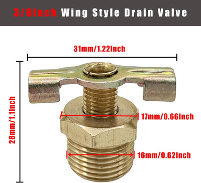 Válvula drenaje compresor aire 3/8pulg estilo ala latón