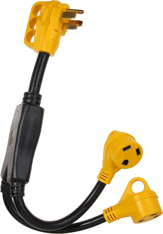 Cable adaptador RV 50A macho a 2x30A hembra 2.5 ft