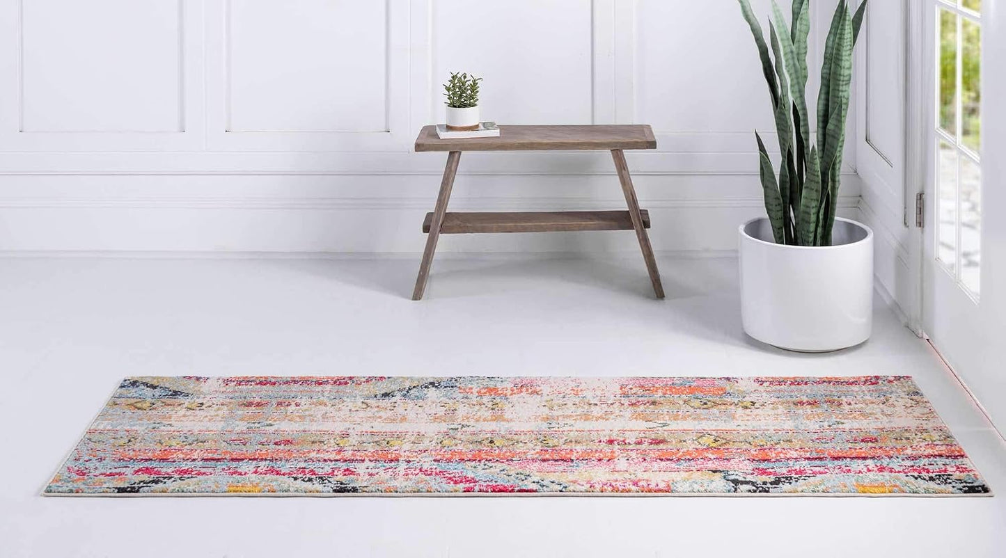 Tapete bohemio tribal multicolor polipropileno